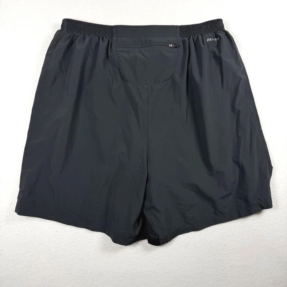 Nike Dri-FIT Running Shorts Mens XL Black Red Liner Zipper Pocket 7 Inch Inseam